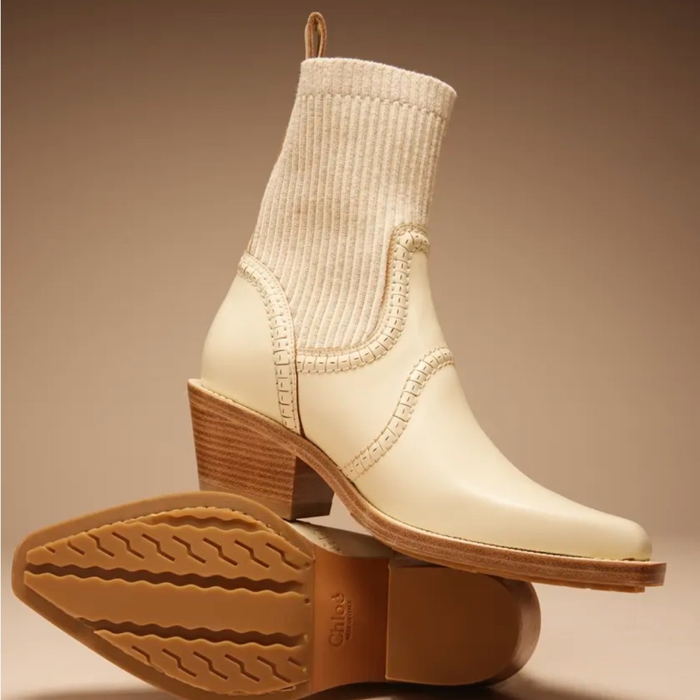 NWT Chloe Nellie Western Sock Ankle Boots size 40